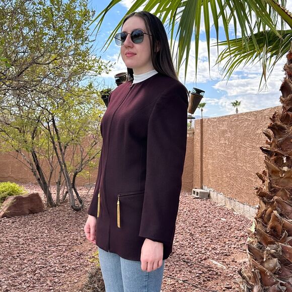 Vintage 1980s Louis Feraud Wool Women's Size 6 Purple Tassel Made In W Germany - Picture 7 of 12